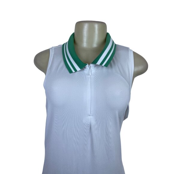 Addison Bay White Tennis Dress Sleeveless Pleated Skirt & Green Collar Sz XXL - Picture 4 of 6